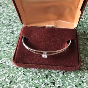 Silver and Cubic Zirconia Vintage Womens Cuff Bracelet